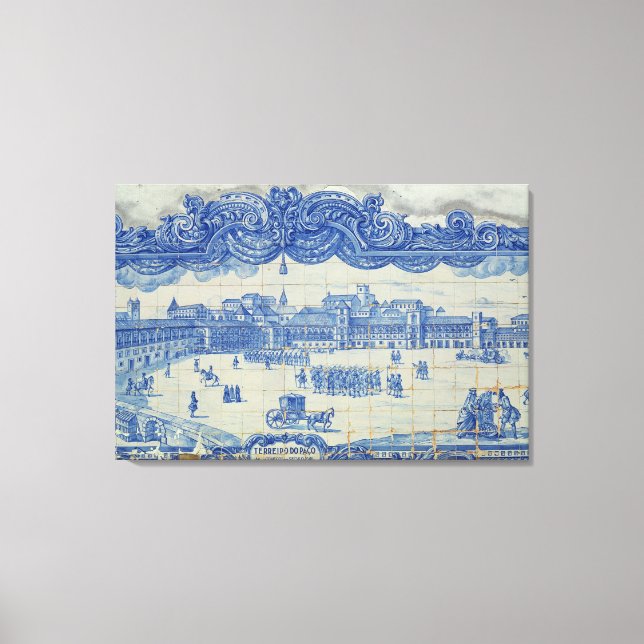 Azulejos tiles depicting the Praca do Comercio Canvas Print (Front)