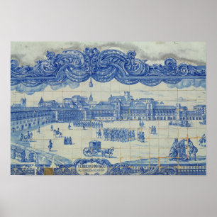 Azulejos tiles depicting the Praca do Comercio Poster