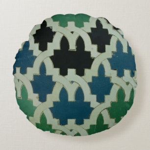Azulejos tiles from the throne of the Sultans Round Pillow
