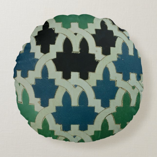 Azulejos tiles from the throne of the Sultans Round Pillow (Front)