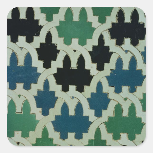 Azulejos tiles from the throne of the Sultans Square Sticker (Front)