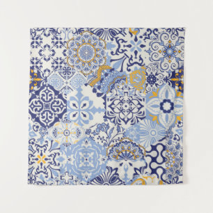 Azulejos tiles patchwork. Seamless colorful patchw Tapestry