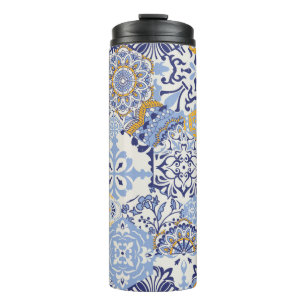 Azulejos tiles patchwork. Seamless colourful patch Thermal Tumbler