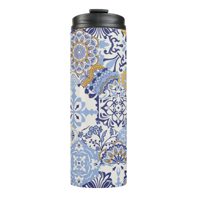 Azulejos tiles patchwork. Seamless colourful patch Thermal Tumbler (Front)
