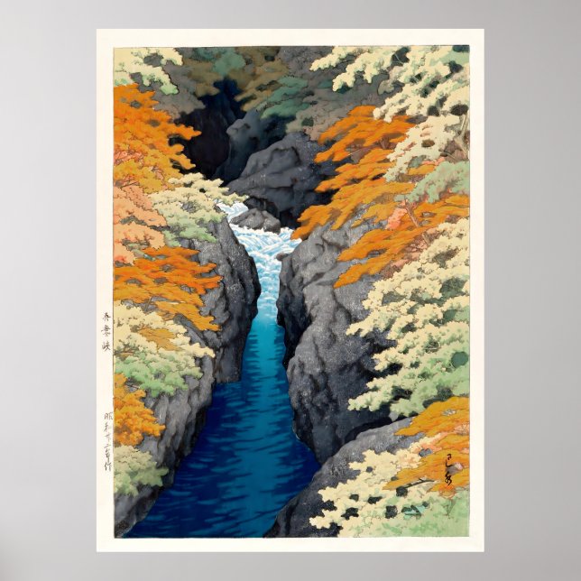 Azuma Gorge Waterfall Hasui Kawase Poster (Front)
