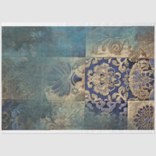 Azure Allure Patchwork Elegance, Blue blends Tissue Paper