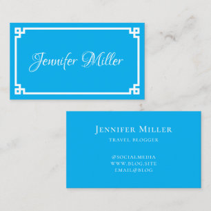 Azure and White Greek Key Minimalist Business Card