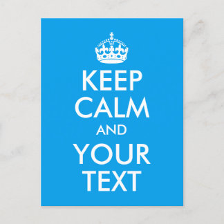 Azure and White Keep Calm and Your Text Postcard