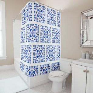 Azure Arabesque Floral Geometry Elegant Coastal
