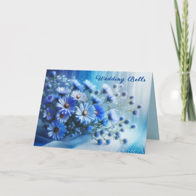Azure Aster Flowers Collection - Carte Mariage (Devant)