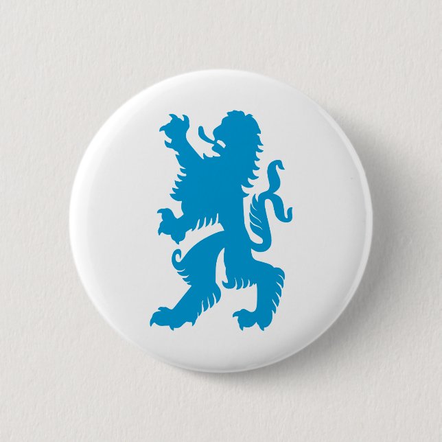 Azure Bavarian Lion 2 Inch Round Button (Front)