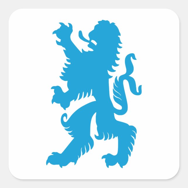 Azure Bavarian Lion Square Sticker (Front)