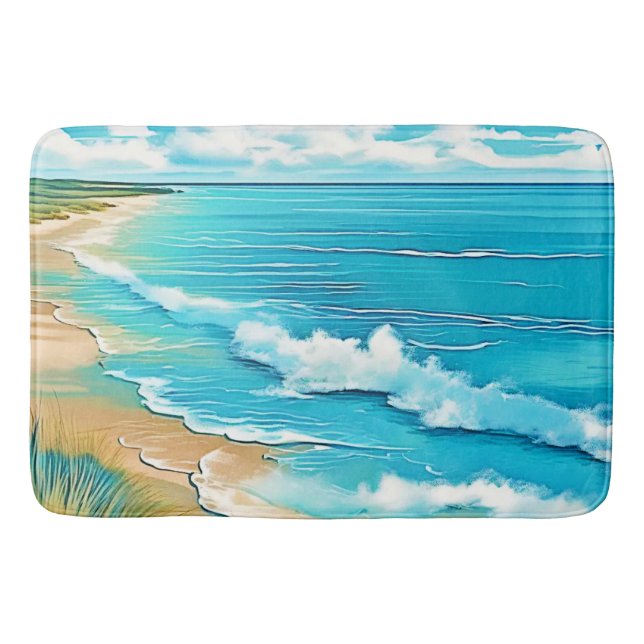 Azure Beach Calm Design Bath Mat (Front)