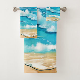 Azure Beach Calm Design Bath Towel Set