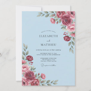 Azure Berry Bloom Wedding Invitation