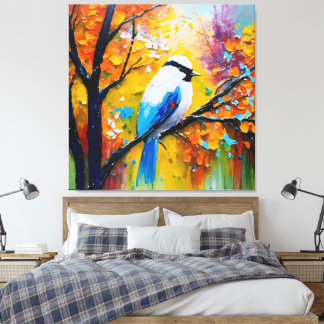 Azure Bird Autumnal Rest Canvas Print