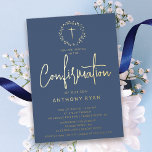 Azure Blessings Boys Confirmation Invitation<br><div class="desc">This elegant confirmation baptism invitation is the perfect way to invite your loved ones to celebrate this special milestone in your child's life. The invitation features a beautiful design with delicate details, including a cross symbolizing faith. The soft pastel colours and sophisticated typography add a touch of grace and charm...</div>