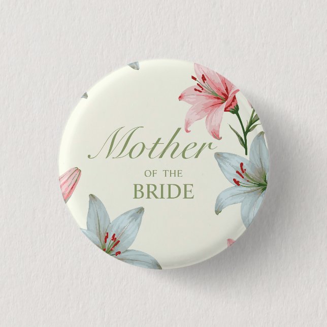 Azure Bloom 1 Inch Round Button (Front)