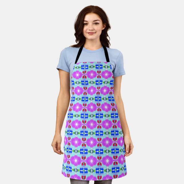 Azure Bloom Kaleidoscope Apron (Worn)