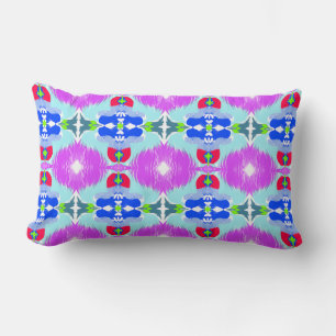 Azure Bloom Kaleidoscope Lumbar Pillow