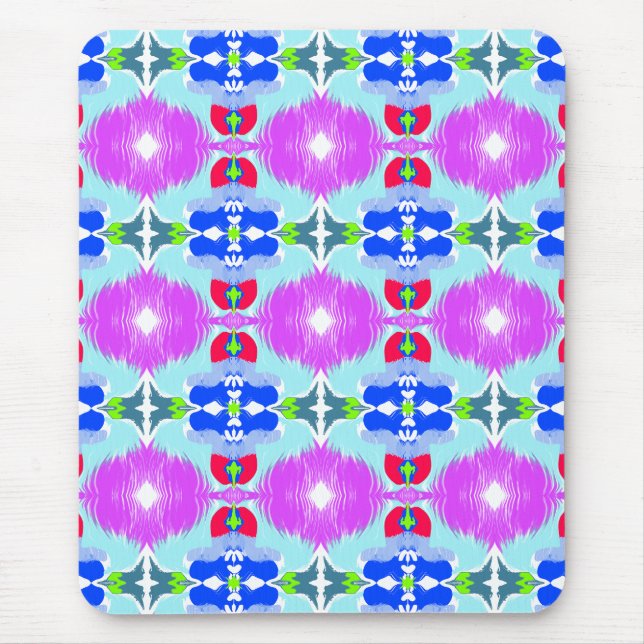 Azure Bloom Kaleidoscope Mouse Pad (Front)