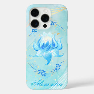 Azure Bloom – Teal and White Lotus Art iPhone 16 Pro Case