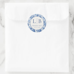 Azure Blooms Wedding Classic Round Sticker
