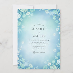 Azure Blossom Sky Wedding Invitation