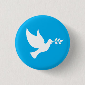 Azure Blue and White Peace Dove 1 Inch Round Button