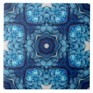 Azure Blue Arabesque Pattern Tile