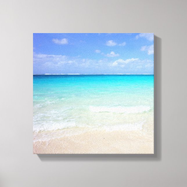 Azure Blue Caribbean Tropical Beach Canvas Print (Front)
