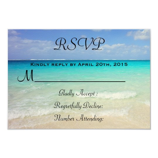 Azure Blue Caribbean Tropical Beach RSVP Card
