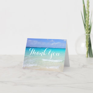 Azure Blue Caribbean Tropical Beach Thank You Card