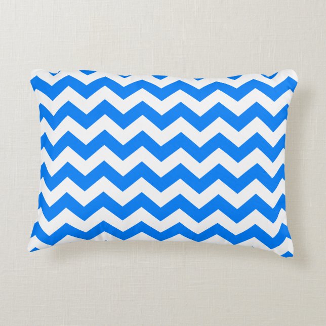 Azure Blue Chevron Accent Pillow (Back)