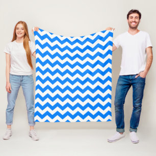Azure Blue Chevron Fleece Blanket