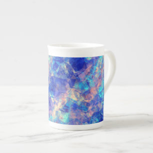 Azure Blue Crumpled Texture Bone China Mug