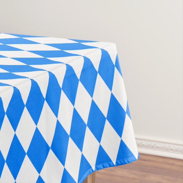 Azure Blue Harlequin Tablecloth (In Situ)