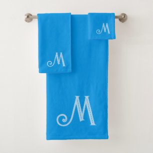 Azure Blue Monogram Towel Set