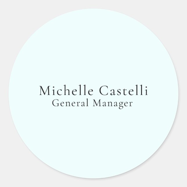 Azure Blue Professional Unique Classical Simple Classic Round Sticker (Front)