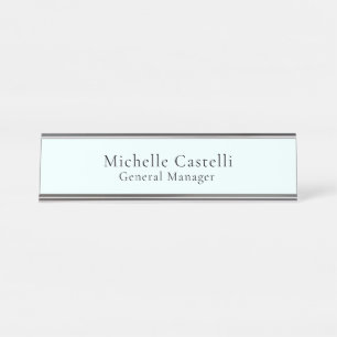 Azure Blue Professional Unique Classical Simple Desk Name Plate