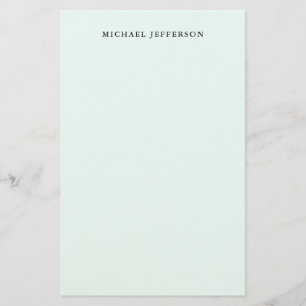 Azure Blue Simple Plain Minimalist Elegant Modern Stationery