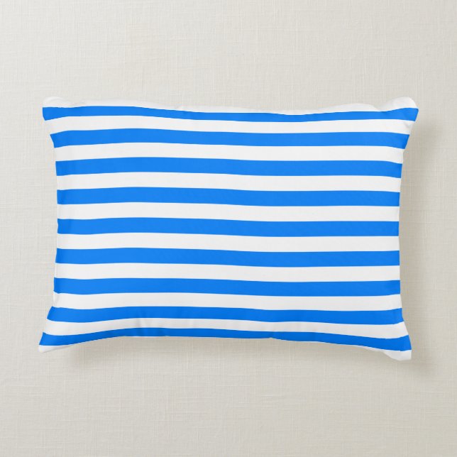 Azure Blue Stripes Accent Pillow (Back)