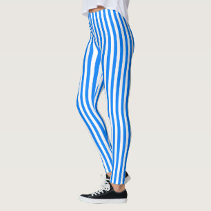 Azure Blue Stripes Leggings