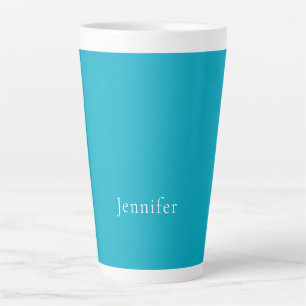 Azure Blue Trendy Modern Minimalist Name Latte Mug