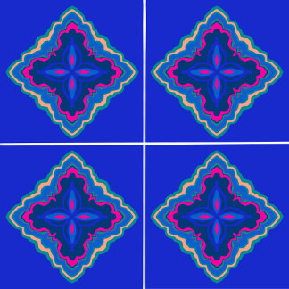 Azure Blue waney edge geometric Tile