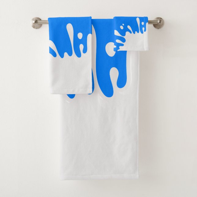 Azure Blue White Paint Splash Bath Towel Set (Insitu)