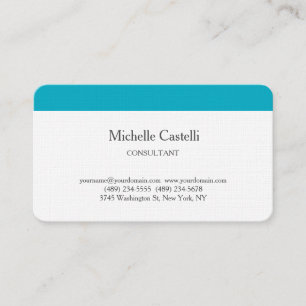 Azure Blue & White Professional Unique Classical Business Card