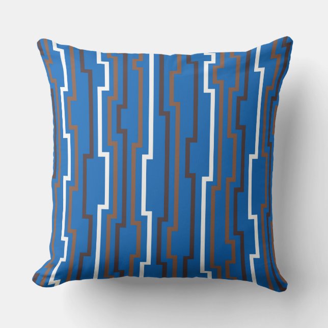 Azure Blue Zig Zag Throw Pillow (Front)
