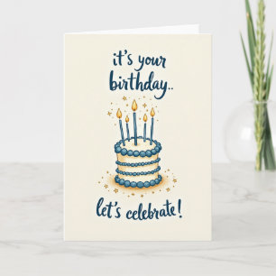 Azure Cake Birthday Wish Card