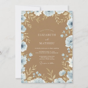 Azure Camel Petal Wedding Invitation